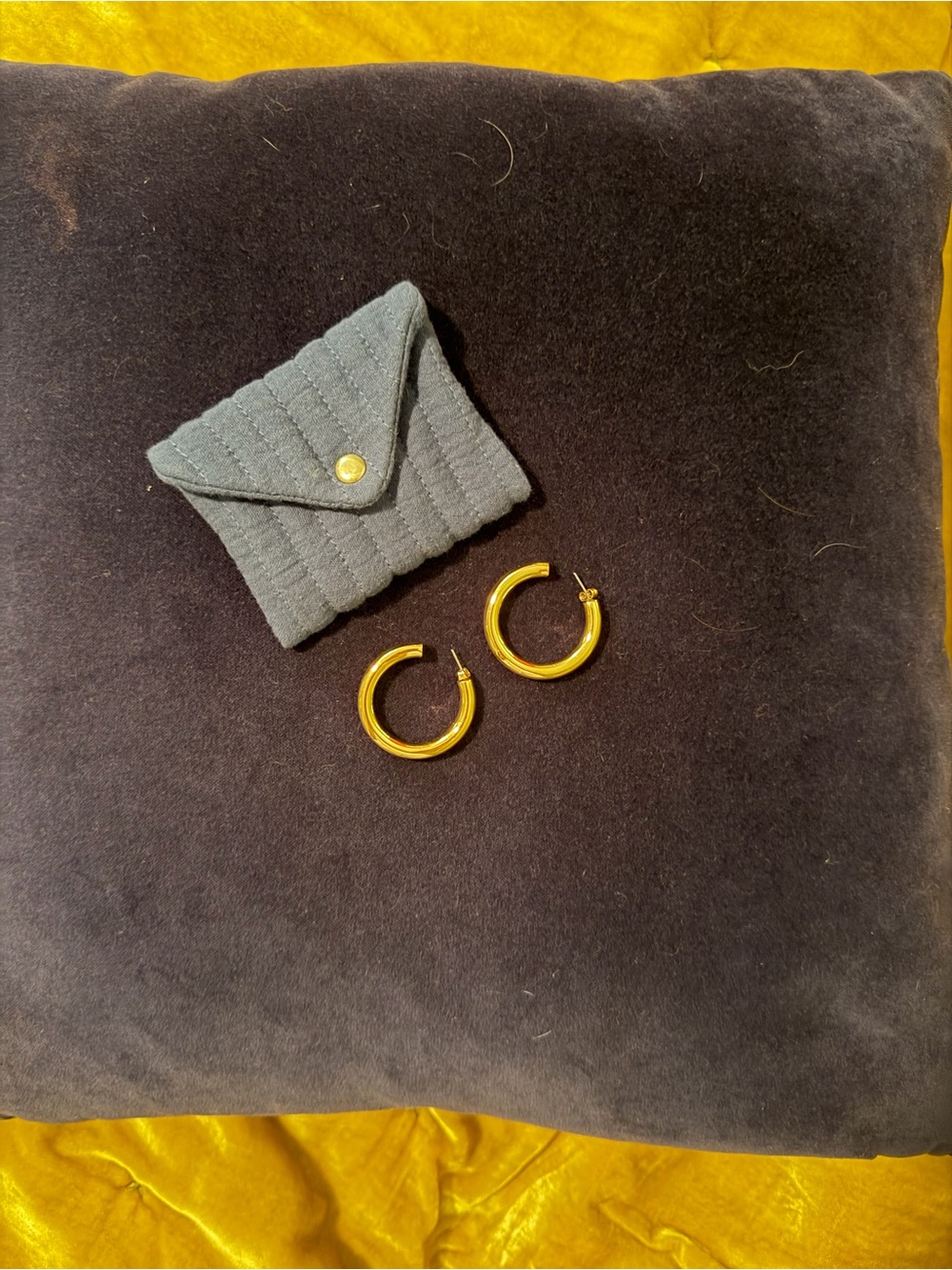 Sezane Gold Hoop Earrings with Quilted Pouch - Women's Jewelry